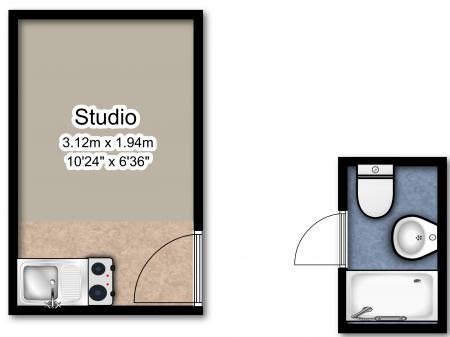 1 bedroom Studio flat to let in Brunswick Place, Hove, BN3