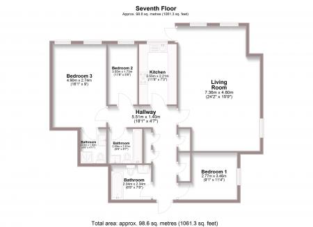 3 bedroom Flat to let in Russell Square, Brighton, BN1