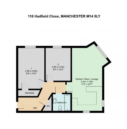 2 bedroom Flat to let in Hadfield Close, Victoria Park, Manchester, M14