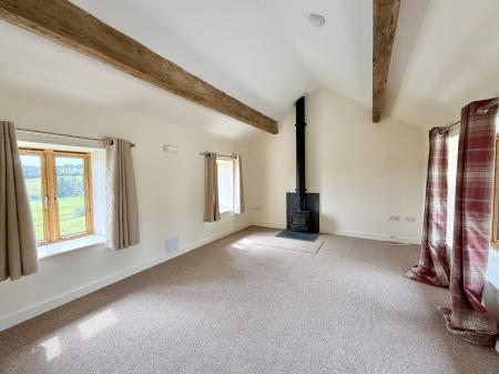 Spacious sitting room with vaulted ceiling