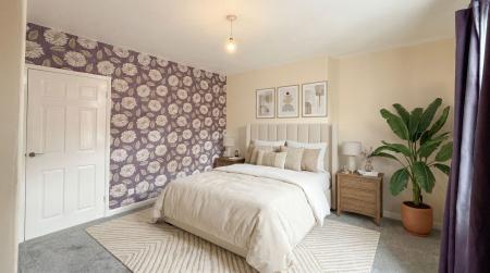 Bedroom One - This image has been virtually staged using AI to show potential layout and furnishings