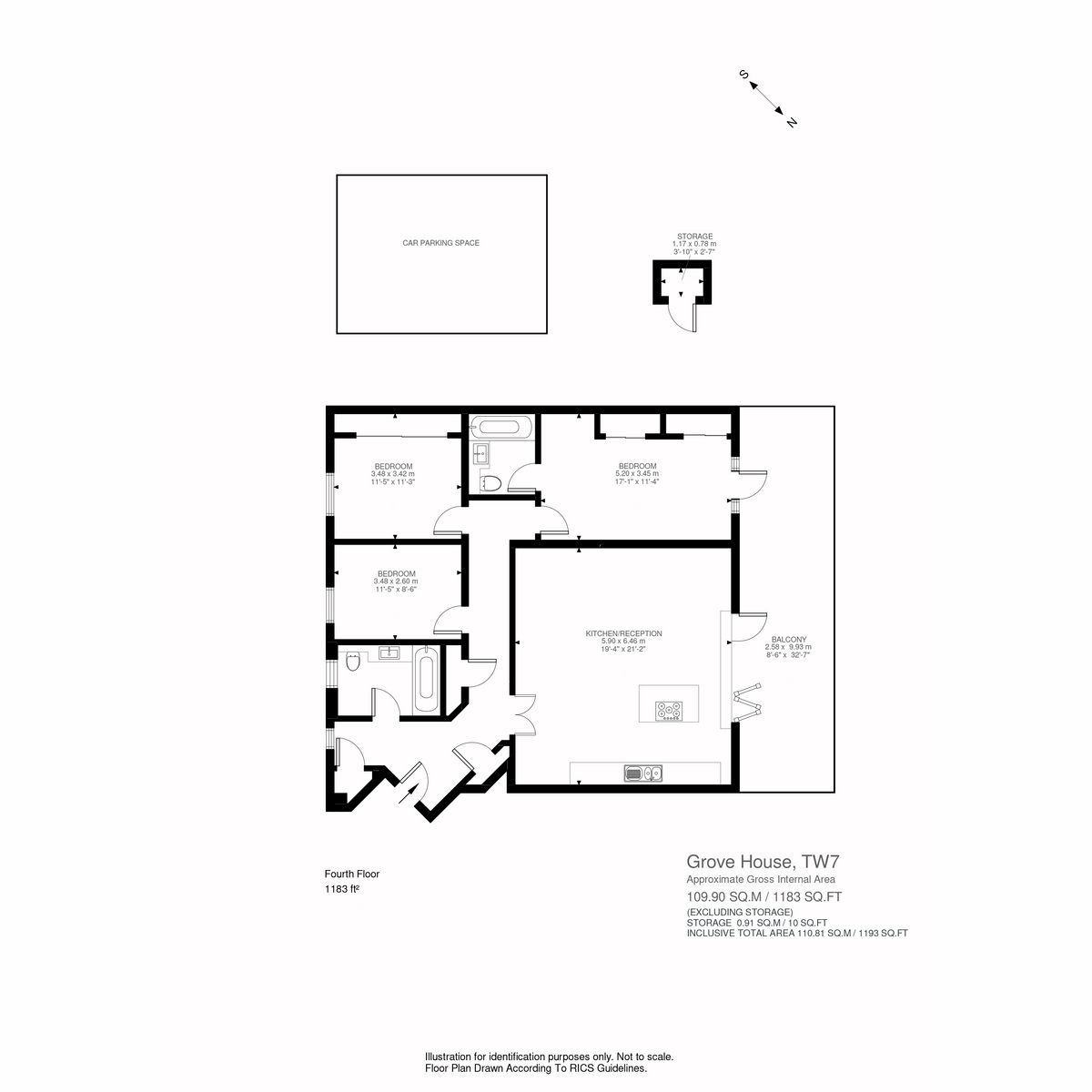 Floorplan for Sidmouth Avenue, Isleworth, TW7