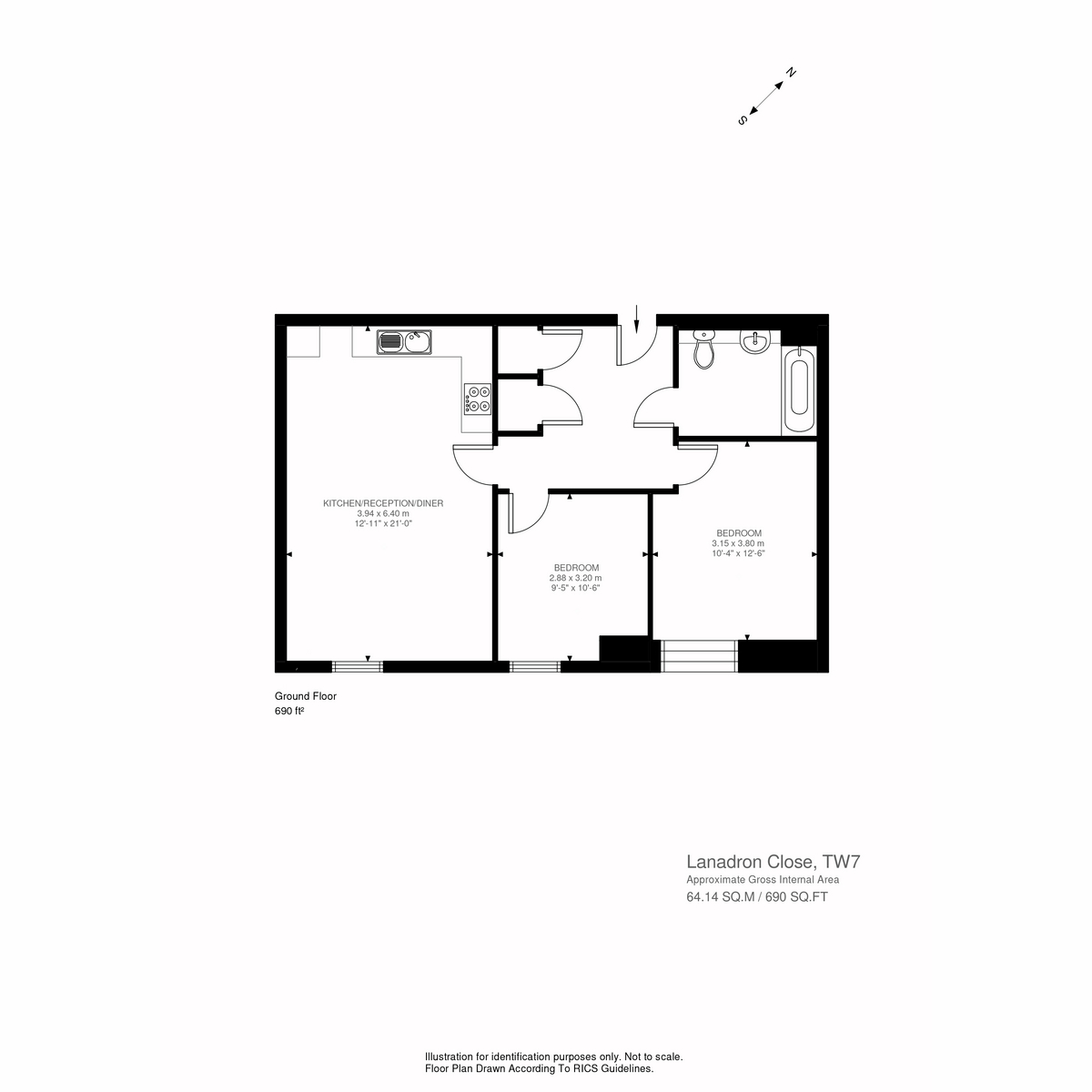 Floorplan for Lanadron Close, Isleworth, TW7