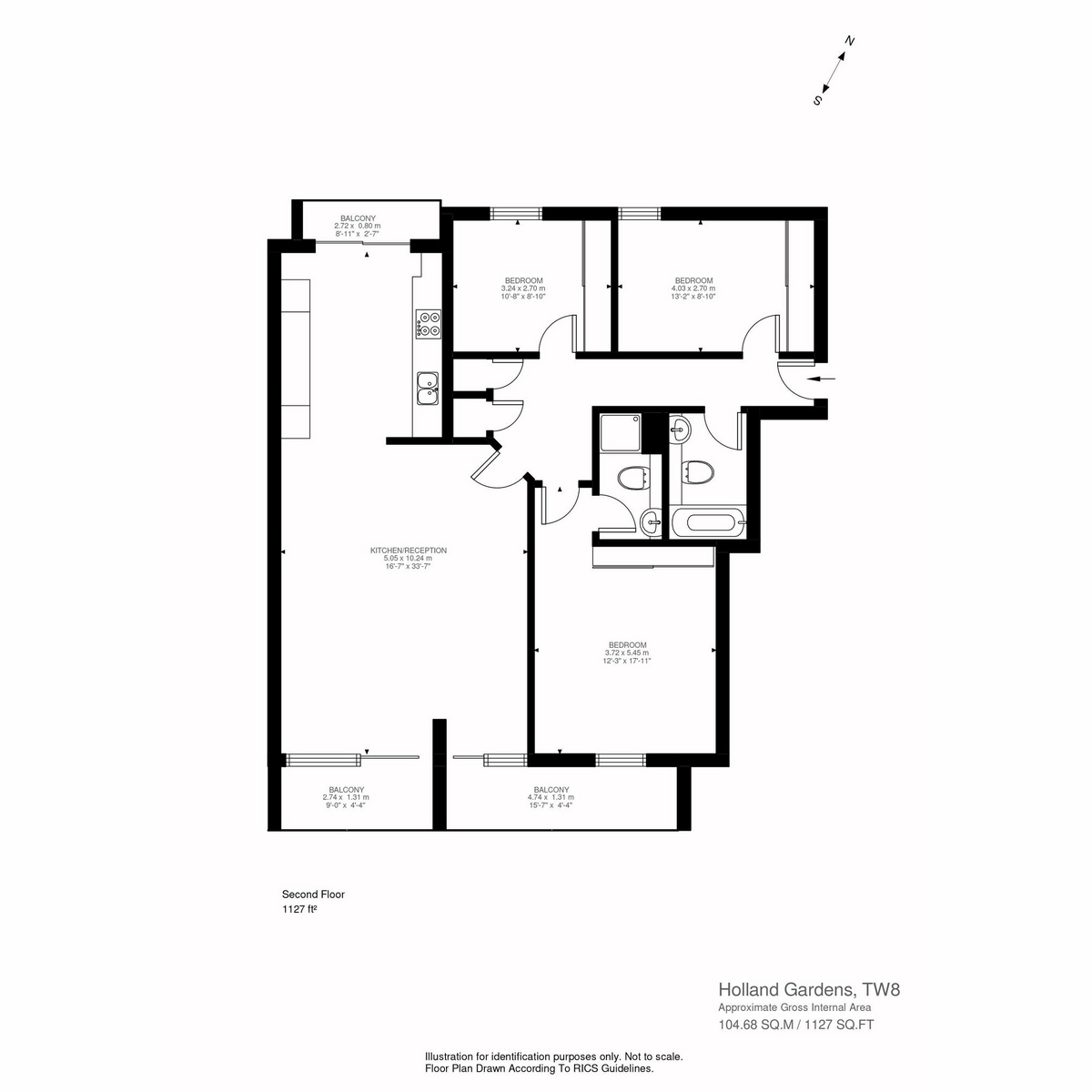 Floorplan for Holland Gardens, Brentford, TW8