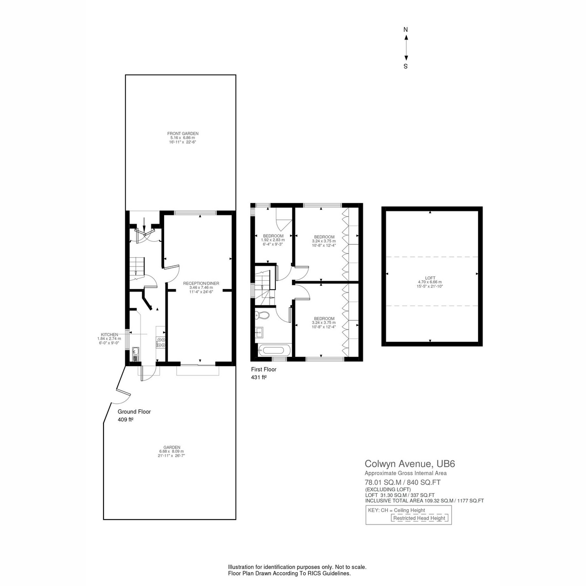Floorplan for Colwyn Avenue, Greenford, UB6