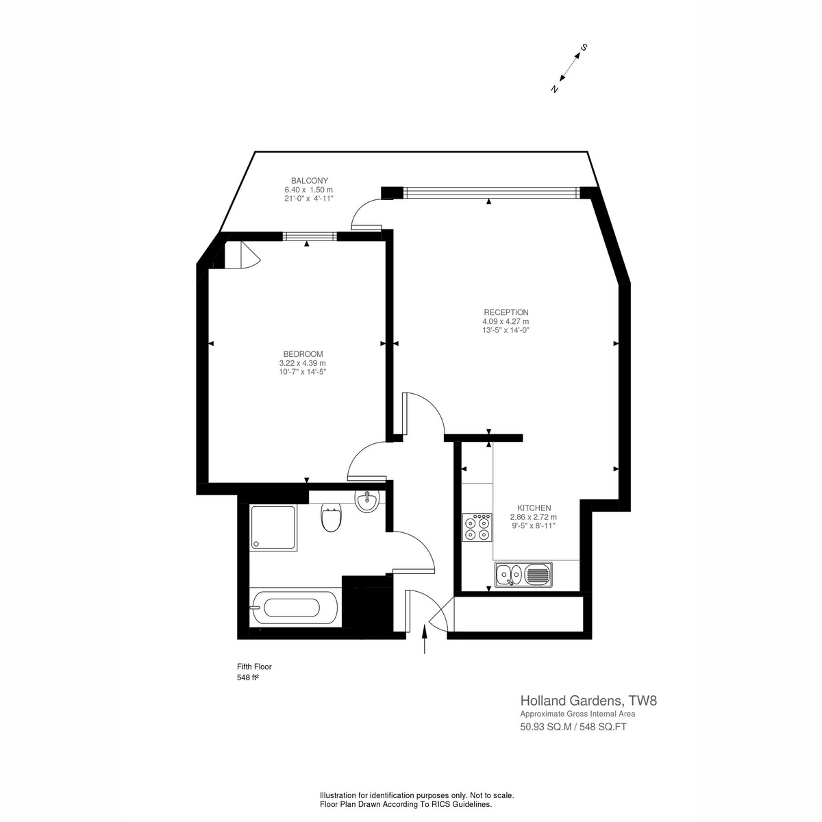 Floorplan for Holland Gardens, Brentford, TW8
