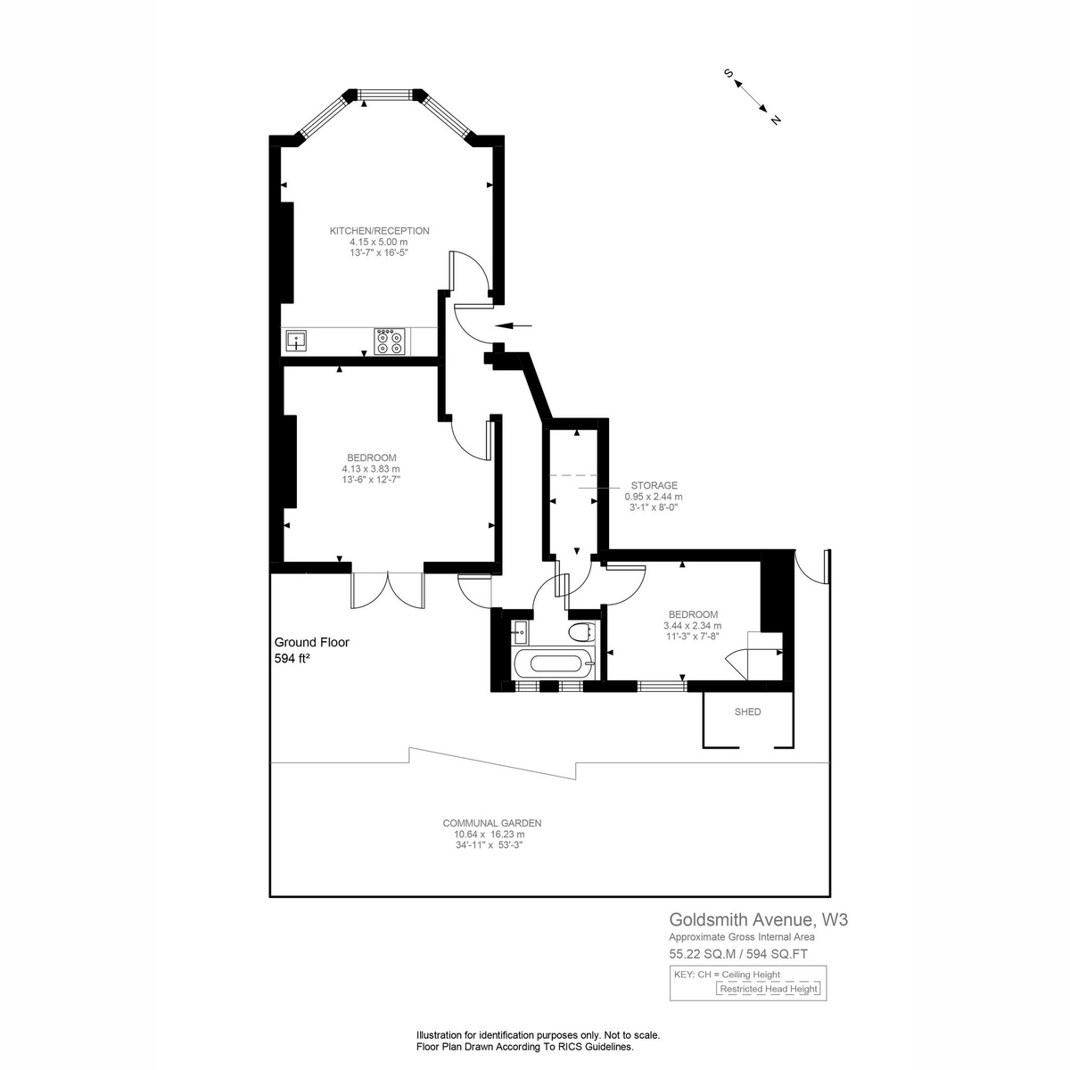 Floorplan for Goldsmith Avenue, London, W3