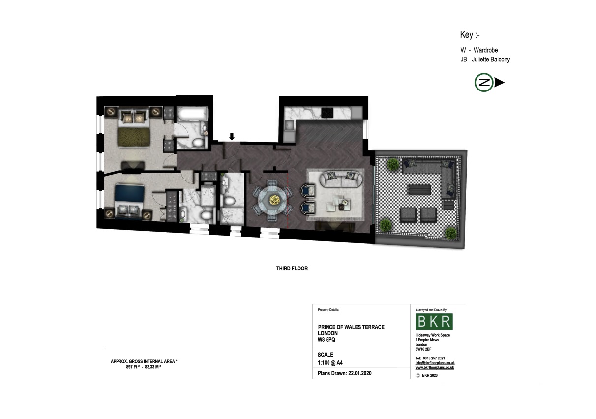 Floorplan for Prince of Wales Terrace, Kensington