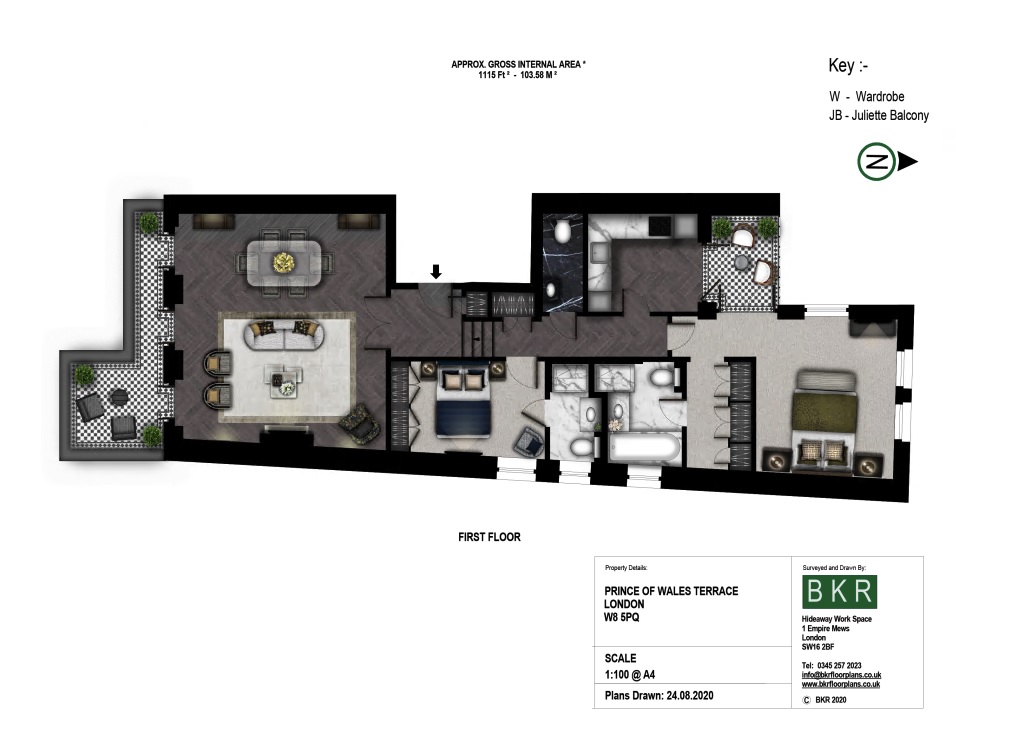 Floorplan for Prince of Wales Terrace, Kensington