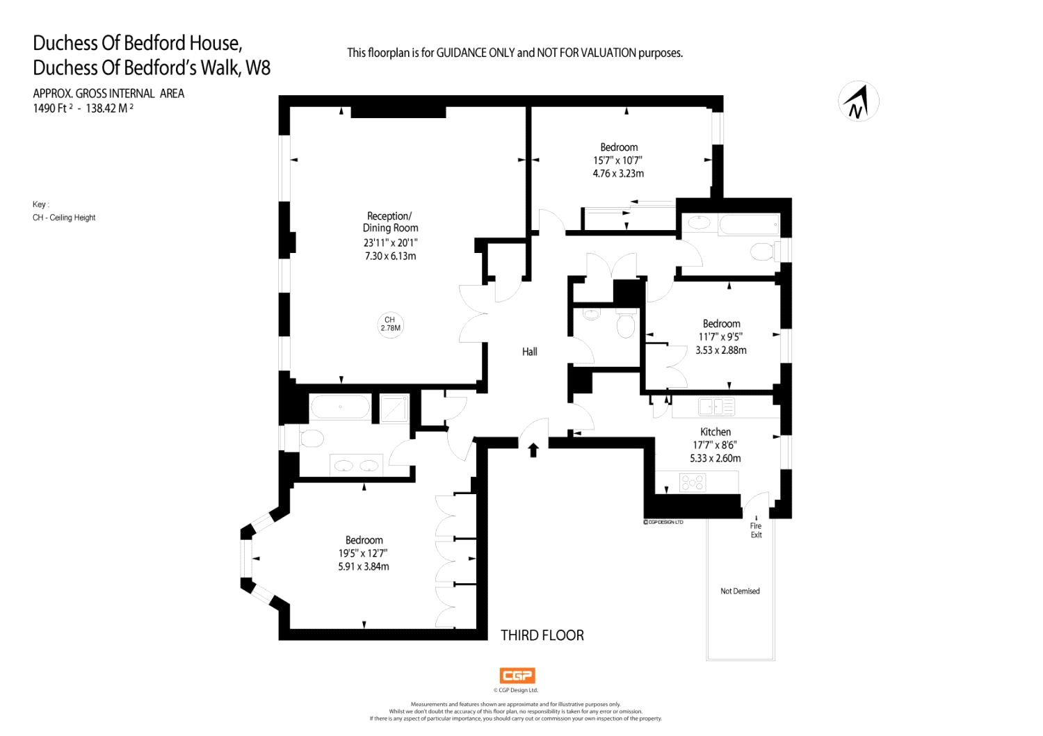 Floorplan for Duchess Of Bedford House, Kensington