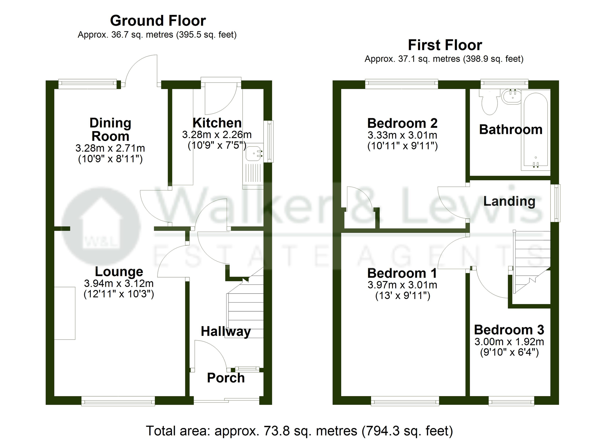 Floorplan for Carmarthen Drive, Tonteg, Pontypridd