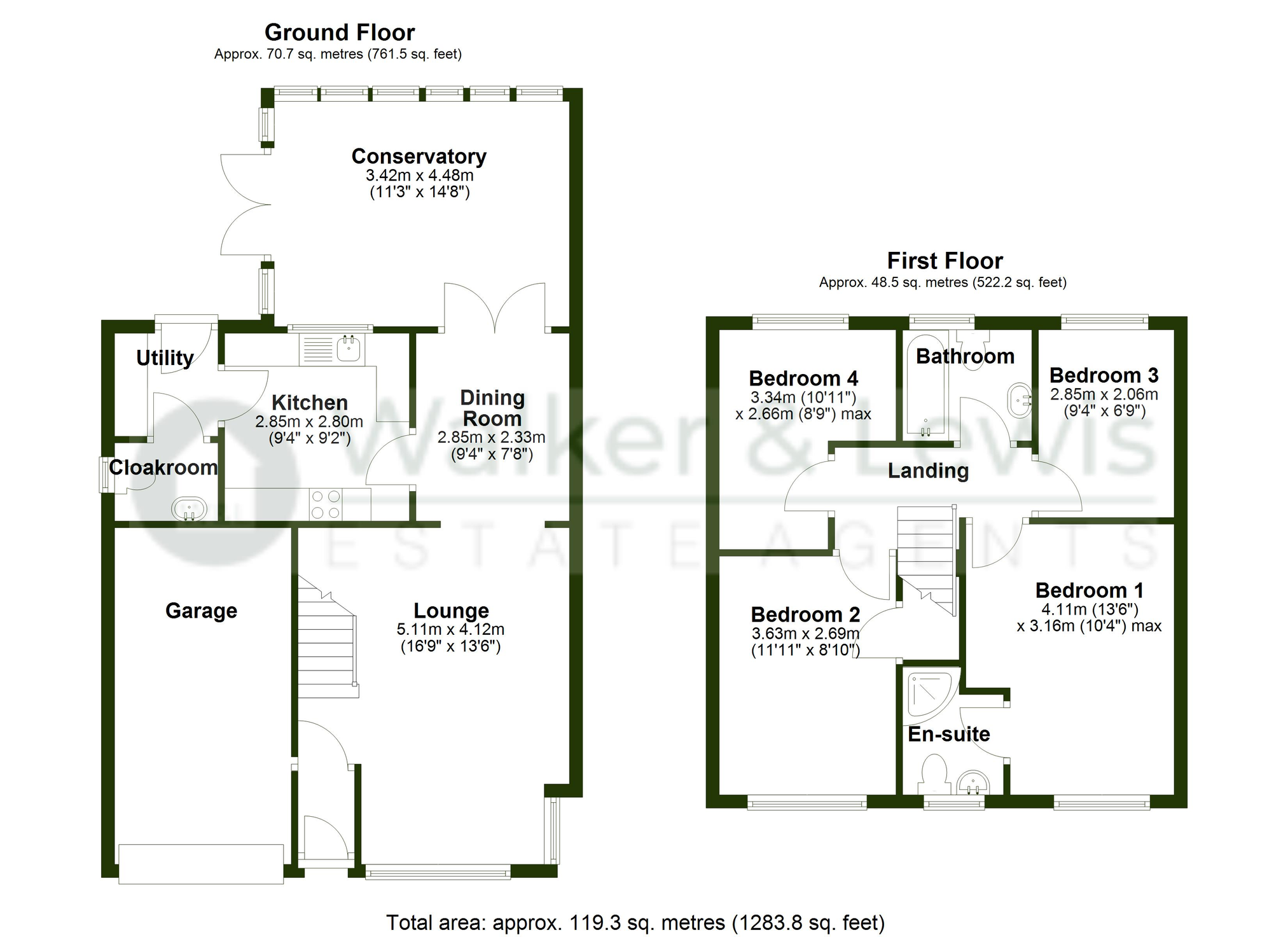 Floorplan for Limetree Close, Church Village, Pontypridd, Rhondda Cynon Taf