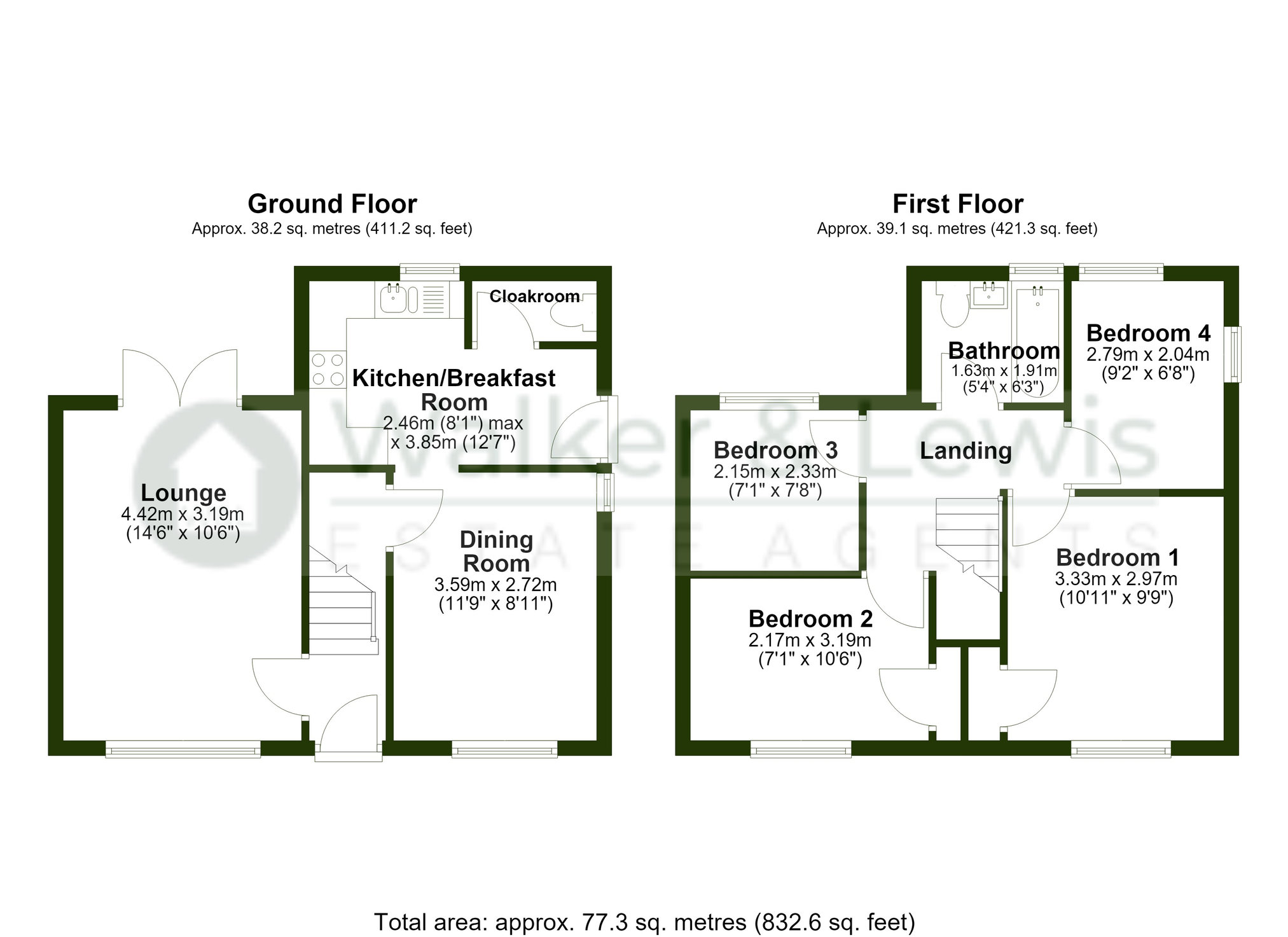 Floorplan for Ceiriog Crescent, Rhydyfelin, Pontypridd, Rhondda Cynon Taf