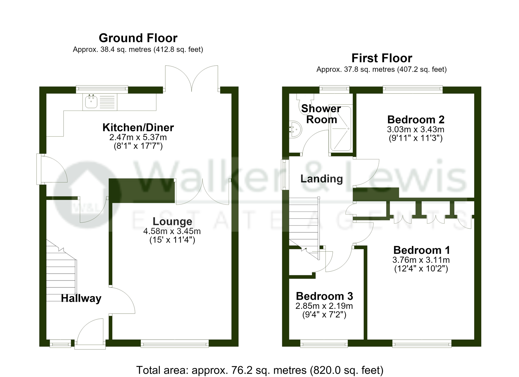 Floorplan for Oakfield Crescent, Tonteg, Pontypridd, Rhondda Cynon Taf