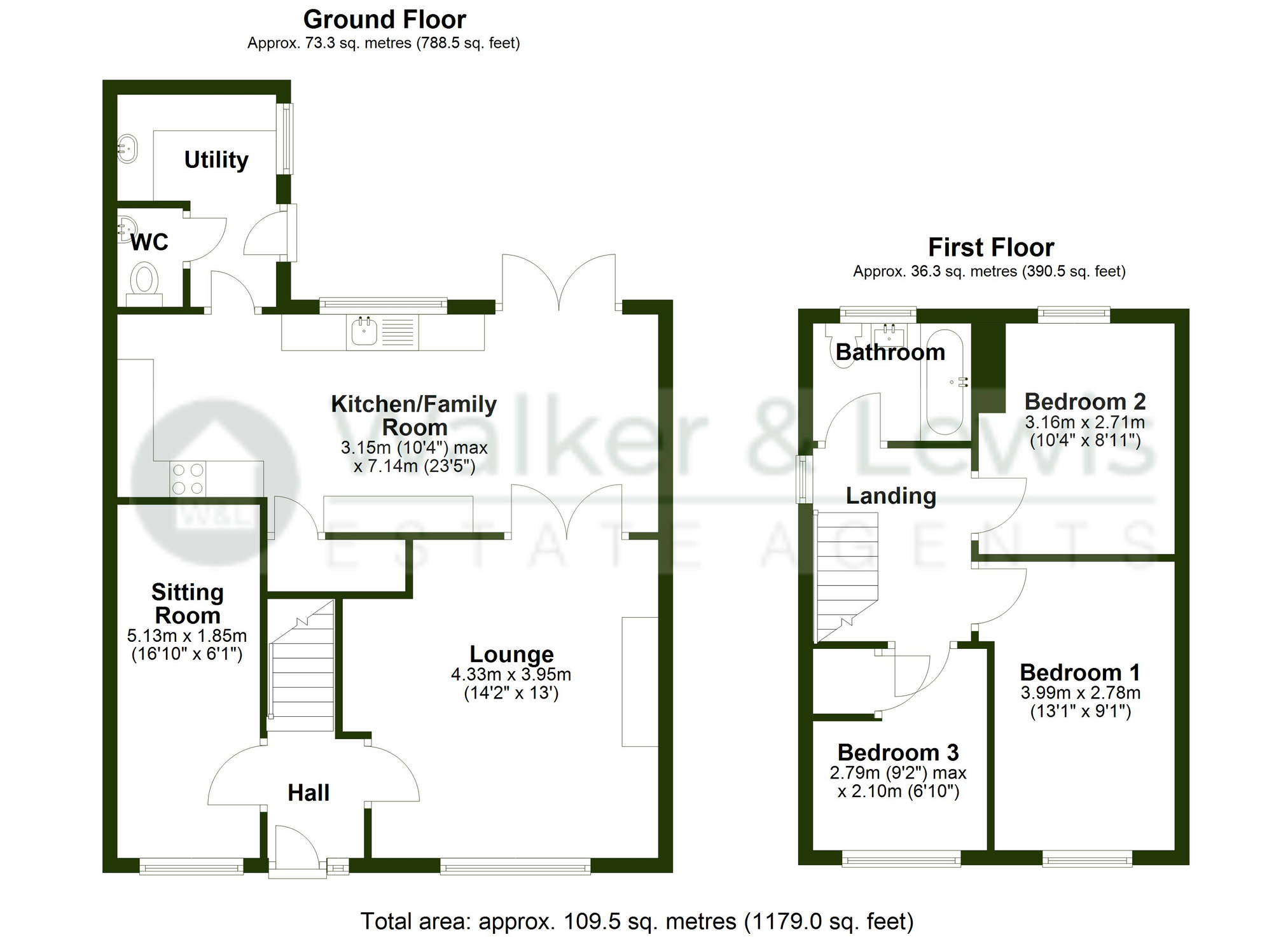 Floorplan for Hilltop Avenue, Cilfynydd, Pontypridd, Mid Glamorgan, CF37 4HZ